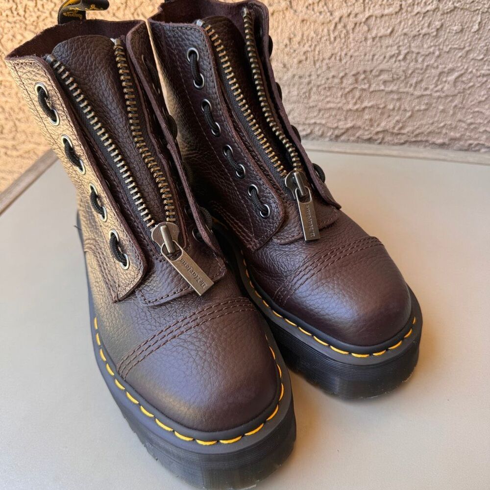 Dr. Martens Sinclair Boot Women 8US/39EU Dark Brown Milled Napa Leather Platform - Picture 13 of 14